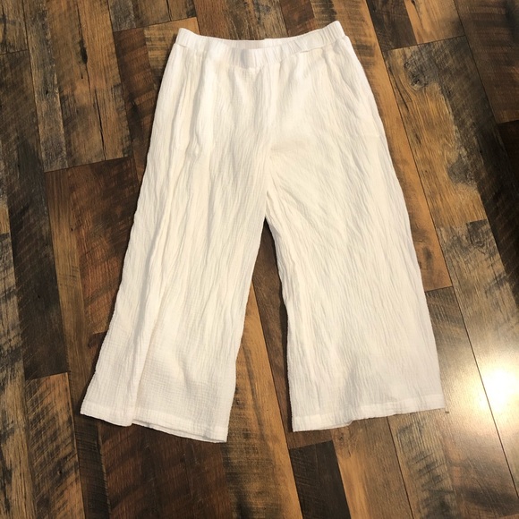 Buddy Love Pants - Buddy Love White Cropped Wide Leg Pants